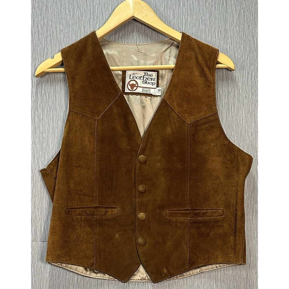 The Leather Shop Sears Vintage Western Suede Vest 38 Regular 70's‎